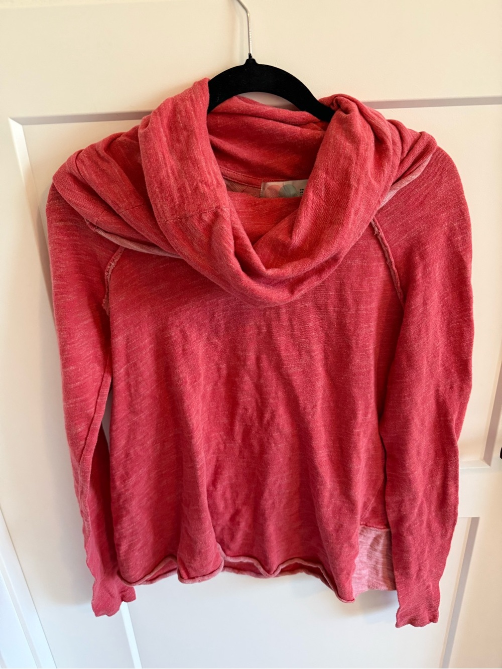 FP Beach Free People One Body Coral Slub Knit Cowl Neck Hooded Top OS Cotton
